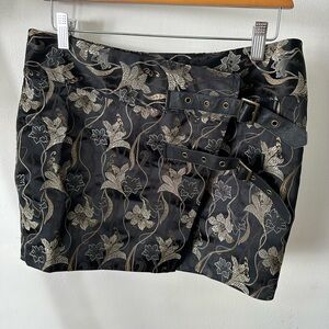 Divided Black and Gold Floral Skirt
